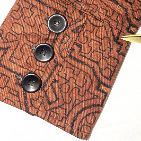 Peruvian Connection | Art-to-Wear Tribal Blazer Jacket Rust Orange Brown | Small - Picture 14 of 16